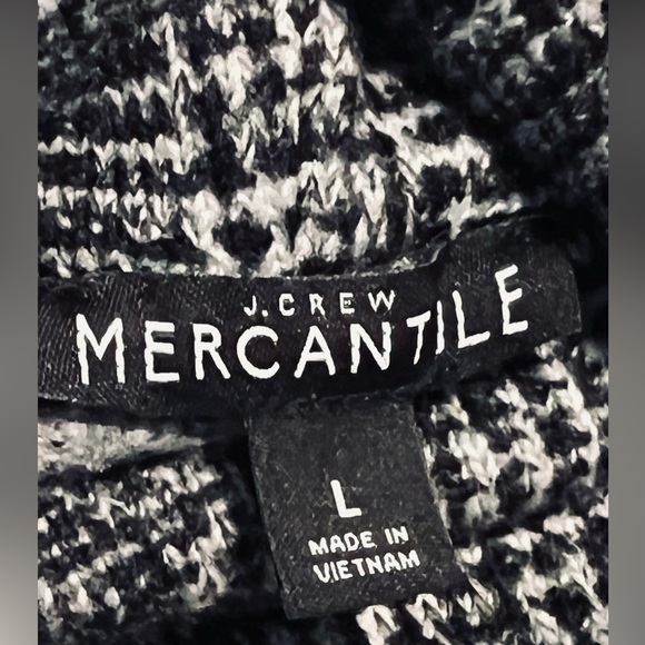 J.Crew Mercantile Funnel Neck Fleece Pullover Plaid Black White size L - Picture 9 of 9
